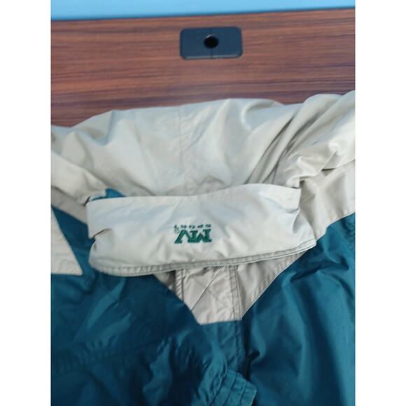 Vintage MV Sport Vinyl Beige & Green Fishing Jacket Lightweight Hooded - Picture 12 of 13